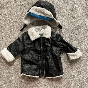 Guess leather and Sherpa jacket with matching hat